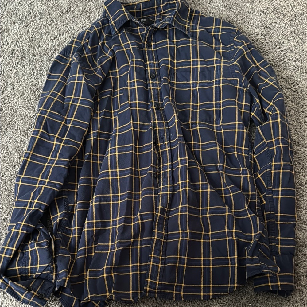 Uniqlo Blue and Yellow plaid shirt
